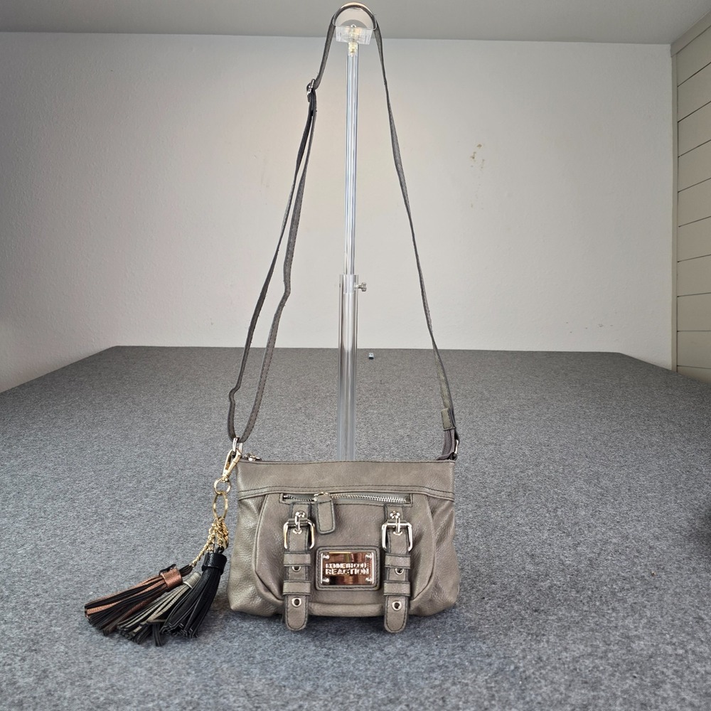 Kenneth Cole Reaction Women's Handbag Gray Faux Leather Adjustable Crossbody Bag